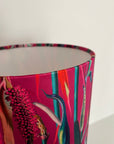 Botanical Cerise pink velvet cylinder lampshade, extra tall lampshade