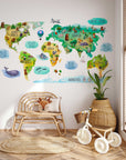 Educational Kids World Map Wall Decal for Nursery