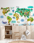 Educational Kids World Map Wall Decal for Nursery