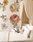 Soft Nursery Floral Wall Decal Wall Sticker for Kids Vintage Peony Flower