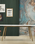 Nursery Wallpaper Marble Art | Peel and Stick | Gold Detailed Design