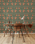 William Morris Pimpernel Pattern Peel and Stick Wallpaper Self-Adhesive Removable Wallcovering Fabric & Light Canvas Texture Wall Murals