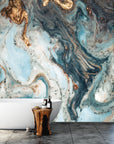 Nursery Wallpaper Marble Art | Peel and Stick | Gold Detailed Design