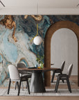 Nursery Wallpaper Marble Art | Peel and Stick | Gold Detailed Design
