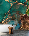 Botanical Wallpaper Marble Art Peel and Stick | Wonderwallsboutique