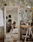 Chinoiserie Wallpaper | Peel and Stick or Traditional | Watercolor Peacock with Tree Wall Mural | Self Adhesive Floral Wallpaper | Removable