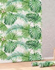 Tropical Leaves Peel and Stick Wallpaper | Removable Monstera Palms Mural | Eco Friendly Wall Decor