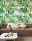 Tropical Leaves Peel and Stick Wallpaper | Removable Monstera Palms Mural | Eco Friendly Wall Decor