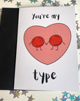 You're my type red blood cell anatomical biology science anniversary valentines card