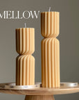 Set of 2 Ribbed Hourglass Pillar Candles