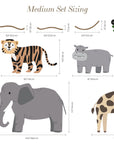 Large Safari Animals and Monkey Wall Decals, Jungle Animal Wall Stickers, Nursery Wall Decals, Repositionable Jungle Wall Decals Style 2