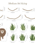 Large Safari Animals and Monkey Wall Decals, Jungle Animal Wall Stickers, Nursery Wall Decals, Repositionable Jungle Wall Decals Style 2