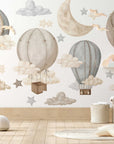 Dreamy Hot Air Balloons and Stars Wall Sticker for Nursery and Kids' Room