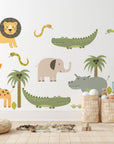Cute Safari Animals Wall Decal for Kids | Removable Peel and Stick Wall Decals | African Animals Wall Stickers