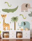 Cute Safari Animals Wall Decal for Kids | Removable Peel and Stick Wall Decals | African Animals Wall Stickers