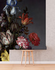 Dutch Dark Classic Floral Removable Wallpaper | Wall mural | Peel and Stick | Floral Wallpaper | Self Adhesive | Temporary mural