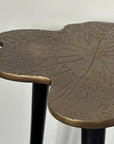 Brass Clover Side Table | Etched Top & Black Iron Legs