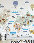 Animal World Map Decal - Informative Peel and Stick Map Decal