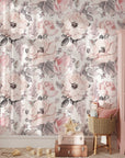 Soft Pink Abstract Roses Wallpaper | Floral Wallpaper Peel and Stick | Removable Wallpaper | Watercolor Wallpaper | Flower Wallpaper Mural