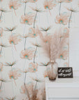 Dandelion Flowers Wallpaper | Custom Color Teal Floral Pattern | Peel and Stick Removable Wallpaper For All Rooms | Self Adhesive Mural