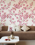 Cherry Blossom Mural | Japanese Sakura Flowers | Blooming in Spring Peel and Stick Wallpaper | Removable Wallpaper Watercolor