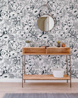 Black and White Spring Floral Wallpaper | Nursery Wall | Mural | Removable Wallpaper | Children Wall | Art | Meadow | Doddle