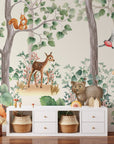 Kids Wallpaper Peel and Stick | Kids Watercolor Forest Wall Mural