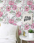 Purple Floral Wallpaper | Watercolour Flower Mural | Poppy Wallpaper