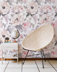 Soft Pink Abstract Roses Wallpaper | Floral Wallpaper Peel and Stick | Removable Wallpaper | Watercolor Wallpaper | Flower Wallpaper Mural