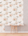 Dandelion Flowers Wallpaper | Custom Color Teal Floral Pattern | Peel and Stick Removable Wallpaper For All Rooms | Self Adhesive Mural