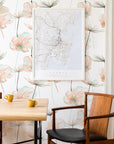 Dandelion Flowers Wallpaper | Custom Color Teal Floral Pattern | Peel and Stick Removable Wallpaper For All Rooms | Self Adhesive Mural
