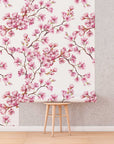 Cherry Blossom Mural | Japanese Sakura Flowers | Blooming in Spring Peel and Stick Wallpaper | Removable Wallpaper Watercolor