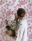 Cherry Blossom Mural | Japanese Sakura Flowers | Blooming in Spring Peel and Stick Wallpaper | Removable Wallpaper Watercolor