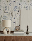 Blue Floral | Whispering Steal Blue Floral Wallpaper | Removable Peel & Stick Self-Adhesive Wallpaper