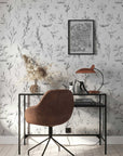 Delicate Wildflowers Wallpaper | Soft Shades of Grey Floral Pattern Peel and Stick Removable Wallpaper All Rooms | Self Adhesive Mural