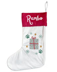 Personalised Pet Christmas Stocking with Paw Prints & Gift Design