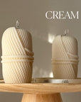 Knitting Wool Soy Pillar Candle: Handmade Home Decor-2