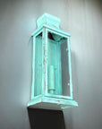 Reedham - Verdigris Effect Flush Wall Lantern - Glass Sconce