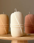 Knitting Wool Soy Pillar Candle: Handmade Home Decor-0
