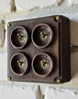 4 Gang 2 Way Antique Copper Metal Surface Mounting Conduit Light Switch