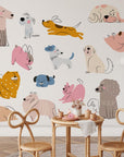 Hand Drawn Puppy Wall Decals: Baby Room Decor, Set of 16