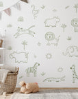 Jungle Animal Decals: Safari Nursery Decor, Removable Wall Art