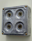 4 Gang 2 Way Solid Cast Metal Conduit Light Toggle Switch | Surface Mounted