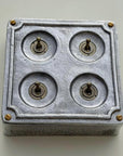 4 Gang 2 Way Solid Cast Metal Conduit Light Toggle Switch | Surface Mounted