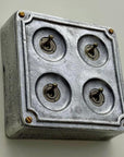 4 Gang 2 Way Solid Cast Metal Conduit Light Toggle Switch | Surface Mounted
