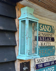 Reedham - Verdigris Effect Flush Wall Lantern - Glass Sconce