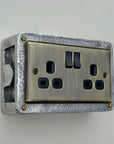 Antique Brass Double Switched Socket | 13A 2 Gang Solid Cast Metal