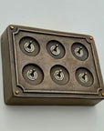 6 Gang 2 Way Antique Brass Solid Cast Metal Conduit Light Switch Industrial