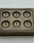 6 Gang 2 Way Antique Brass Solid Cast Metal Conduit Light Switch Industrial