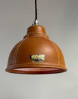 Trimingham ~ Real Genuine Leather Hand Stitched Solid Lampshade Pendant Set Light ~ 8.5 Inch